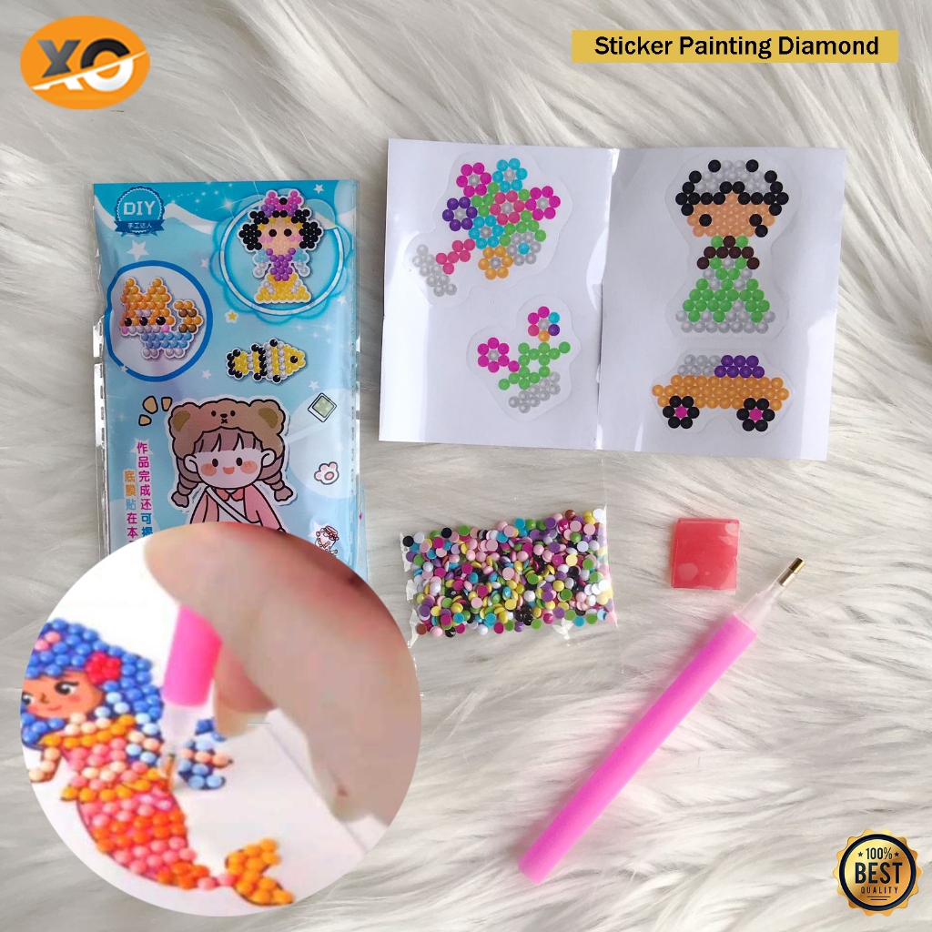 Stiker Manik Manik Tempel Mainan Edukasi Beads Pen Sticker Diamond Painting DIY