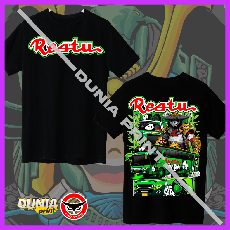 (Free sticker + ganci)KAOS BUSMANIA RESTU PANDA POLLYCOTTON 24s