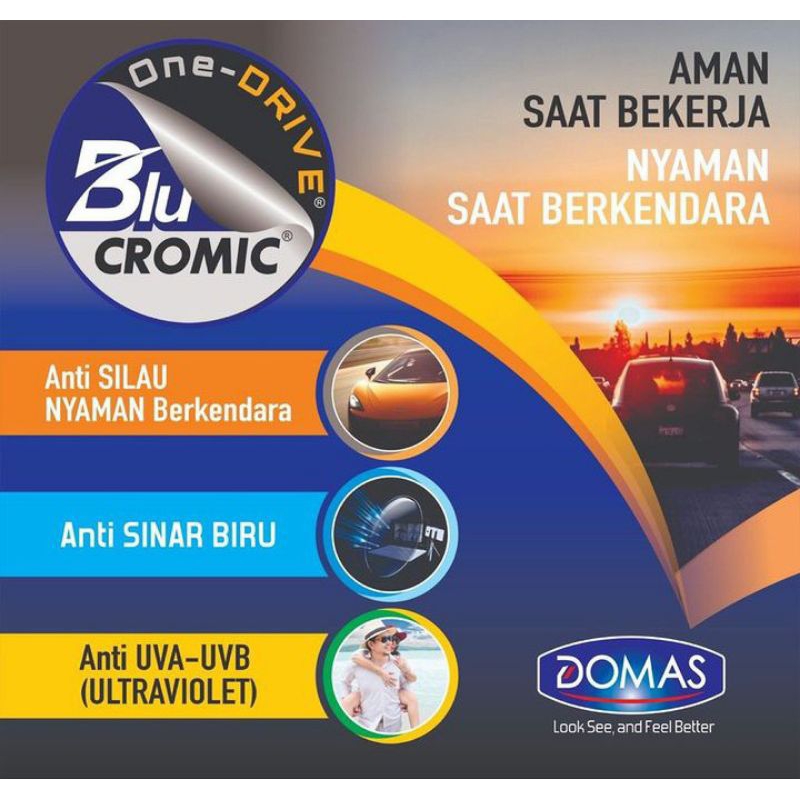 PAKET KACAMATA DAN LENSA PROGRESIF ONE DRIVE DOMAS BALANCE CORD PHOTOCROMIC BLURAY SATIN