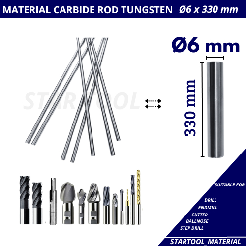 Carbide Rod 6mm x 330 mm Material Full Carbide Rod Tungsten