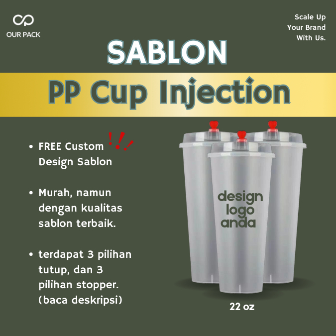 Sablon Cup Gelas PP Injection 22 oz