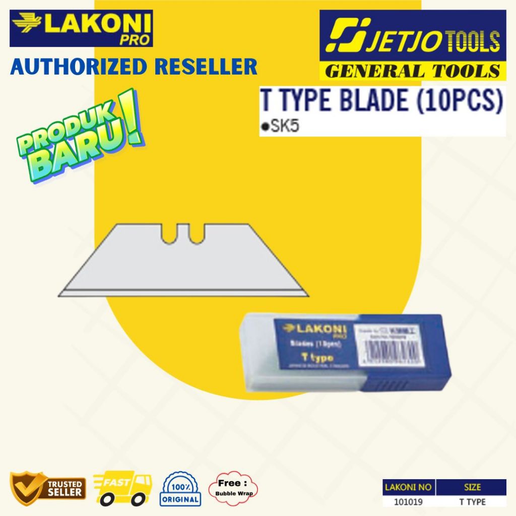 

Jetjo Tools Lakoni Pro Refill Mata Pisau Cutter T Type Blade 10 pcs
