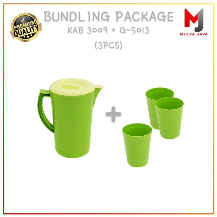 Golden Sunkist Set Teko Air Plastik Sedang KAB 3009 Dan Gelas Minum Plastik Kecil 300mL