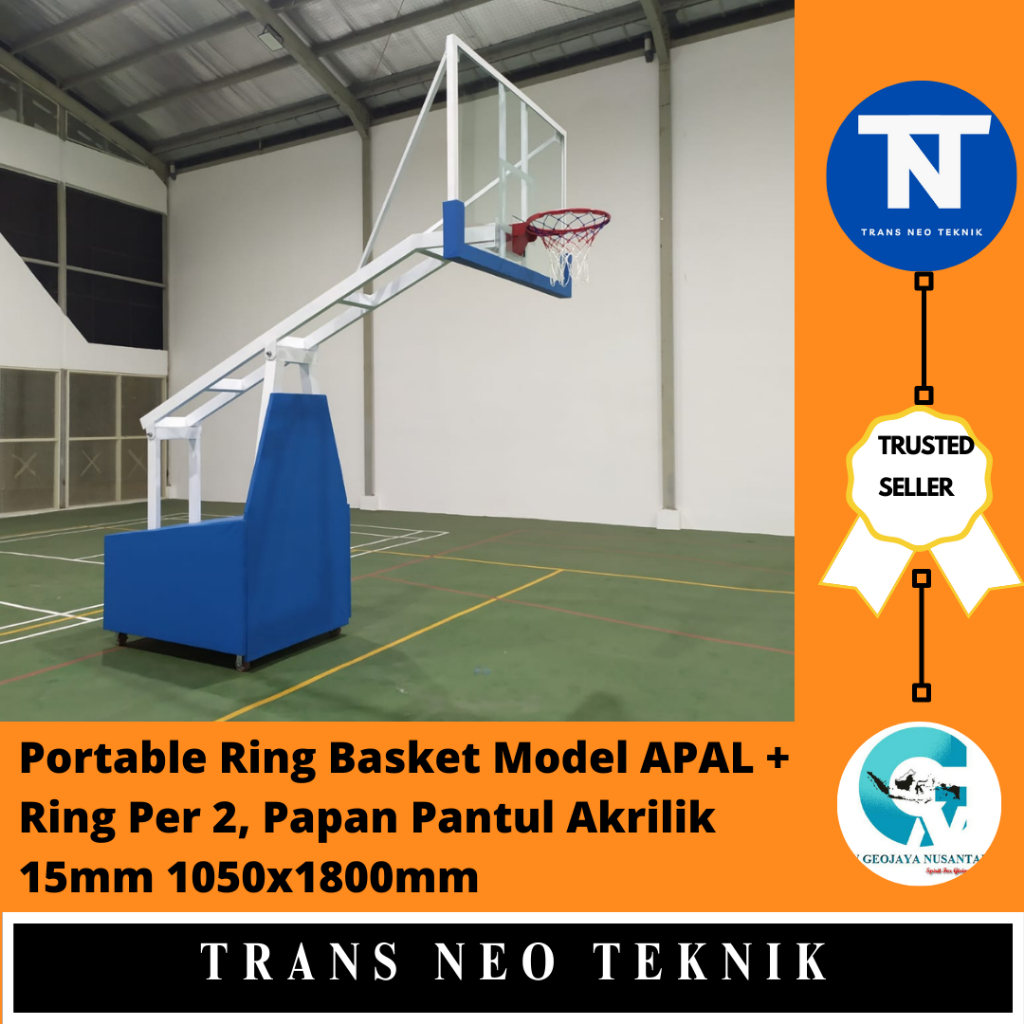 Portable Ring Basket Model APAL + Ring Per 2, Papan Pantul Akrilik 15mm 1050x1800mm