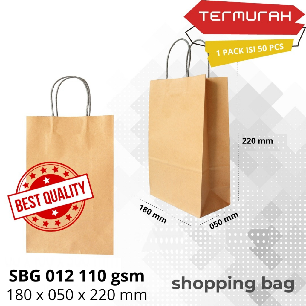 

Paper Bag/Shopping Bag Coklat Polos Size M P 18 x L 5 x T 22 CM