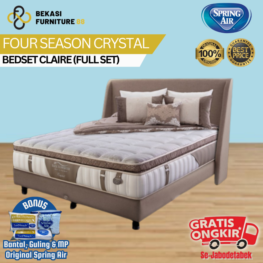 FULL SET Kasur Spring Air Spring Bed CRYSTAL + BedSet Claire