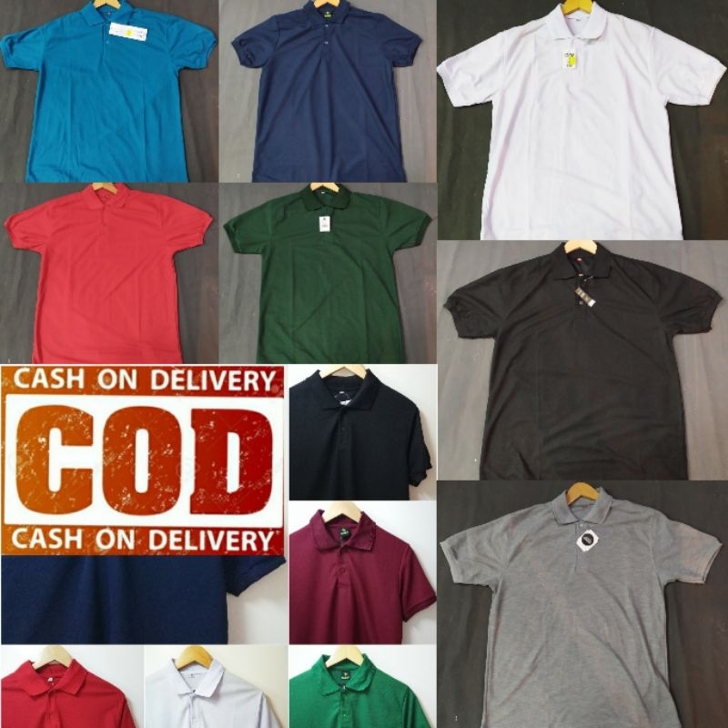 Kaos kerah polos berkerah hitam putih abu merah