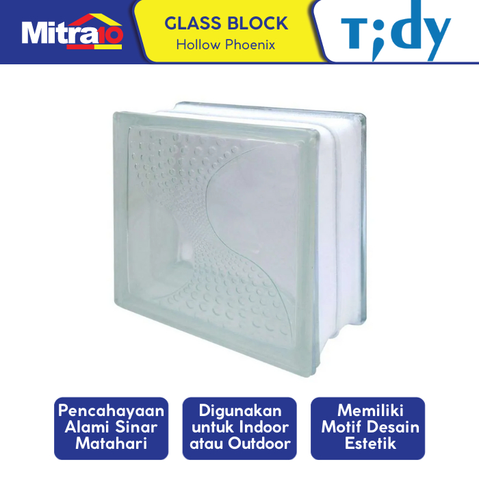 Glass Block Hollow Tidy Phoenix 8x19x19cm - Bata Kaca