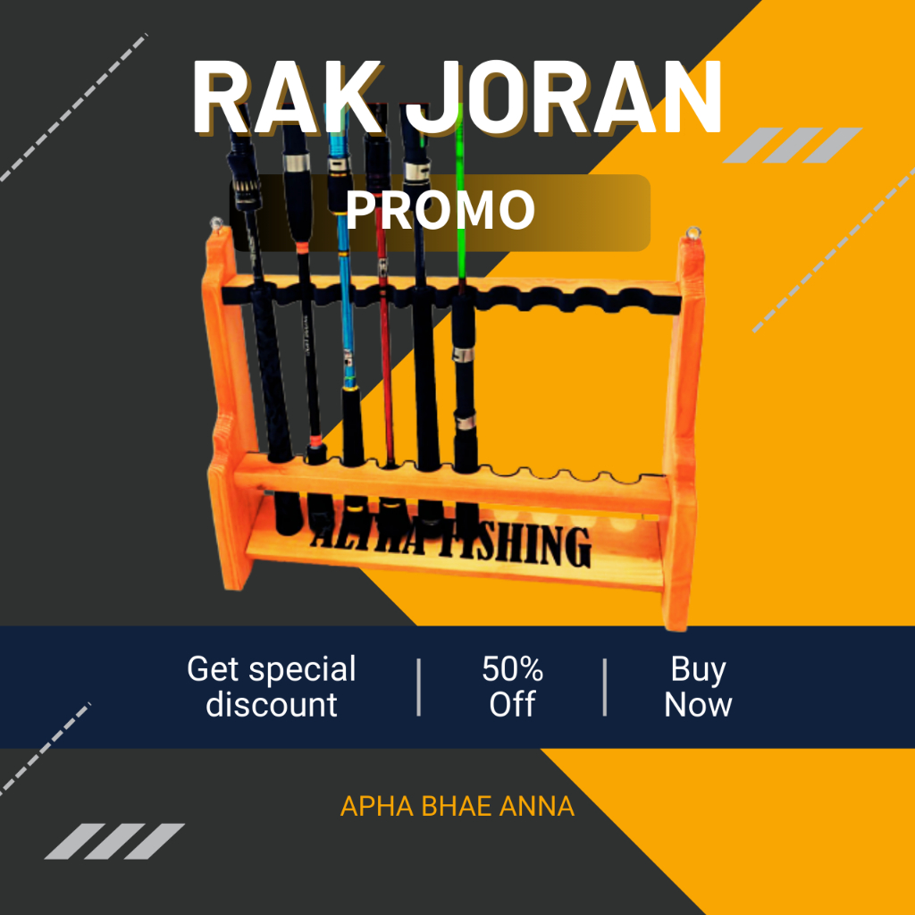 Rak Joran Pancing Kayu Portable / Rak Pancing Rod Holder Tempat Dudukan Joran Tempel Dinding