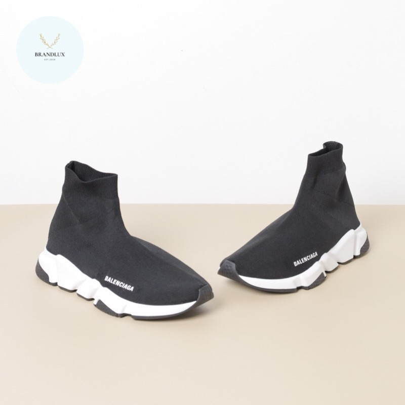 BALENCIAGA Men Speed Trainers in Black/White Recycled Knit