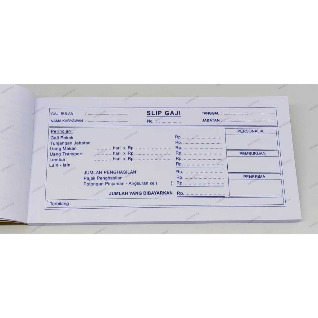 

SLIP GAJI buku kwitansi upah 1/3 FOLIO 1 Rangkap HVS 1 Ply BUKTI GAJI