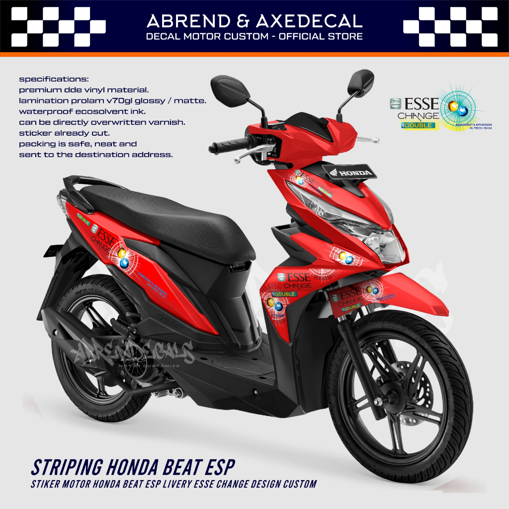 STRIPING BEAT ESP ESSE CHANGE TRANSPARAN RACING / STIKER MOTOR HONDA BEAT 2017 - 2019 DESIGN CUSTOM 