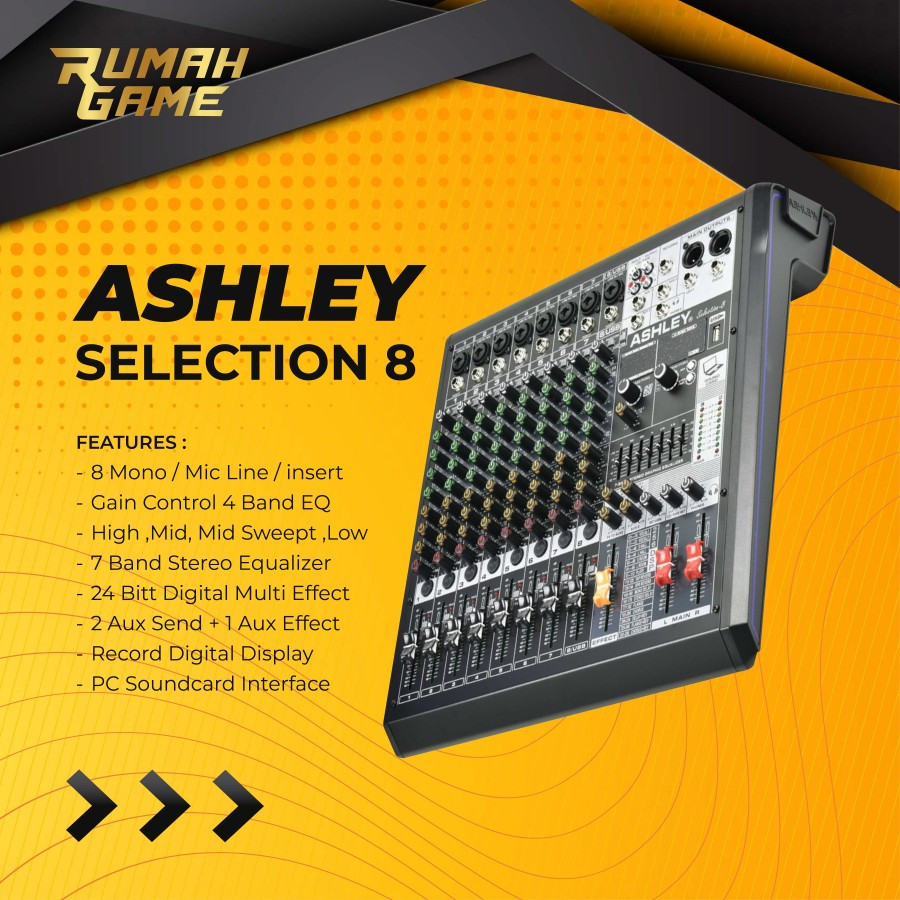 Mixer Ashley Selection 8 Original 8 Channel Bluetooth Usb Sound Card
