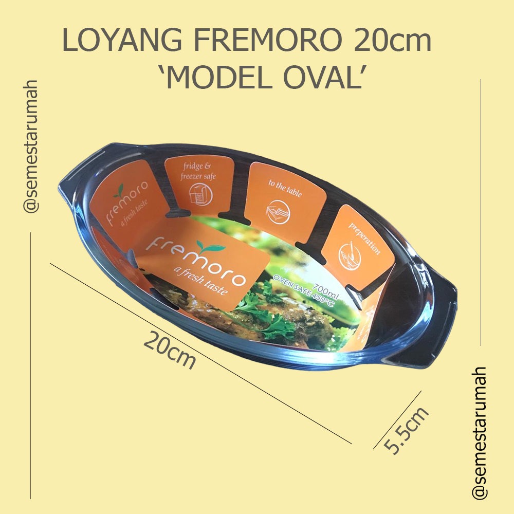 LOYANG KACA FREMORO OVAL /GLASS STORAGE TRAY/BAKING TRAY KACA