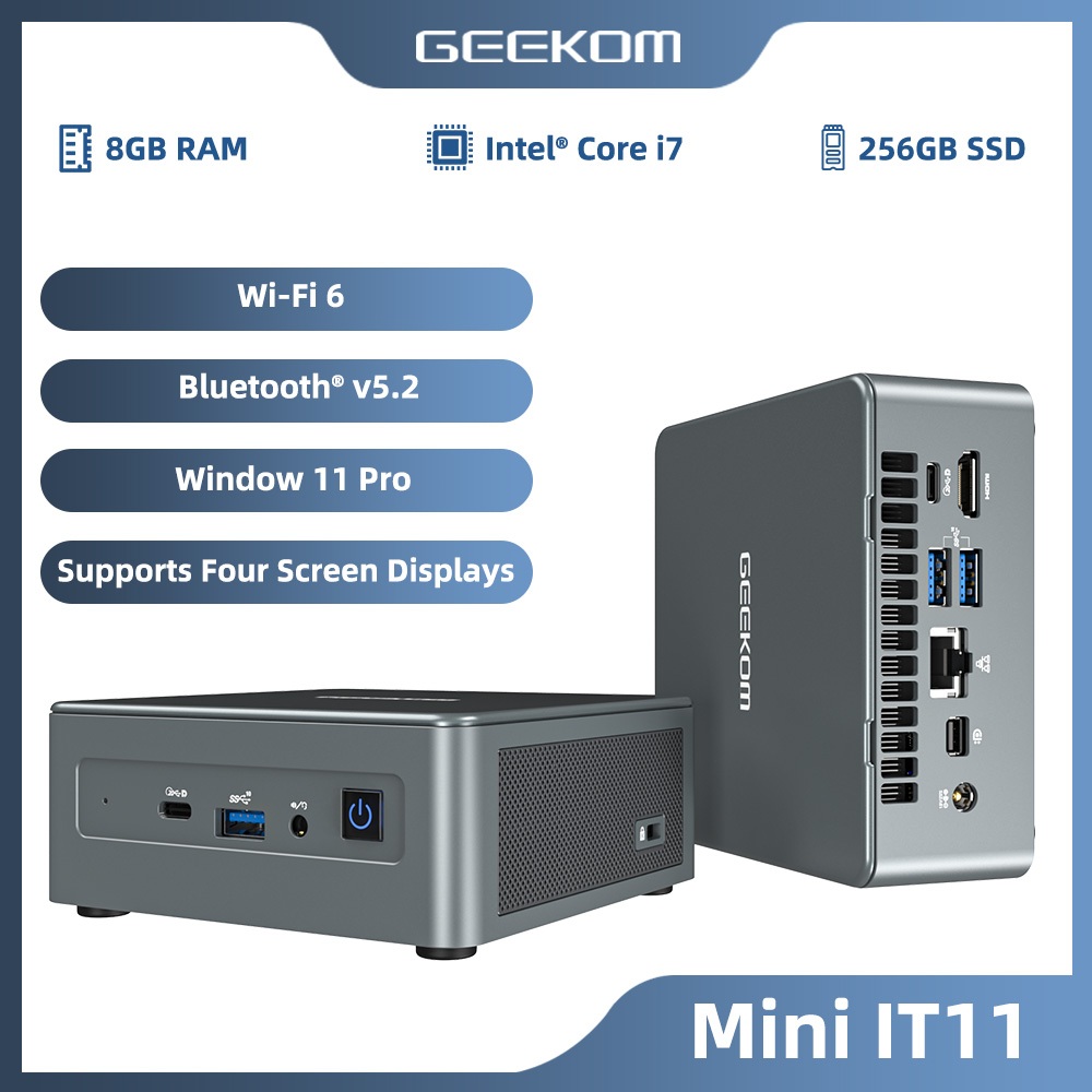 GEEKOM Mini IT11 Mini PC Gaming Mini PC Intel NUC  SSD PC Mini Computer with i7-11390H(Up to 4.7 GHz), 16GB Dual DDR4 512G SSD Windows 11 Pro Small Desktop Computer, Support 4K UHD, Dual WiFi 6, BT, HDMI