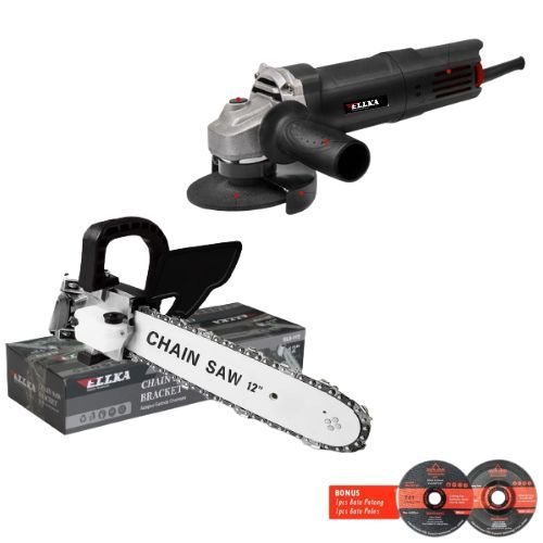 Paket Electric Chainsaw 12inch Mesin Gerinda Tangan 4inch 100mm Yukido AB90FW + Adaptor Chainsaw 12i
