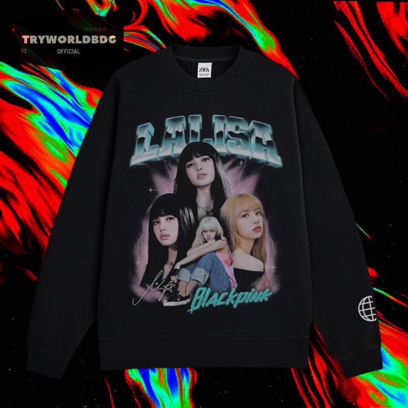 TRYWORLDBDG OFFICIAL "LALISA" CREWNECK | SWEATER | HOODIE | CREWNECK HITAM | CREWNECK EDISI K POP | 