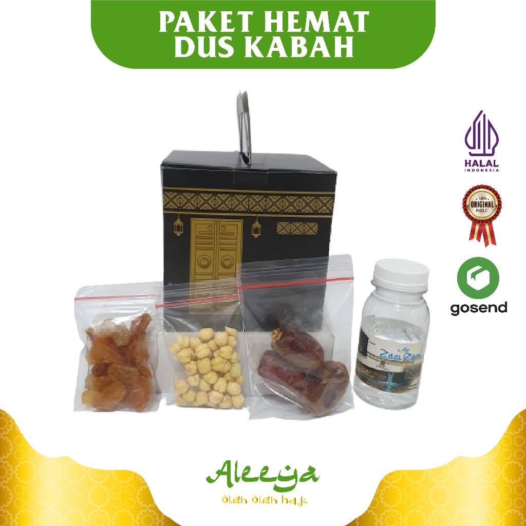 

Paket Oleh Oleh Haji dan Umroh dus Box Kabah + Air Zamzam + Botol 80ml + Kismis + Kacang Arab