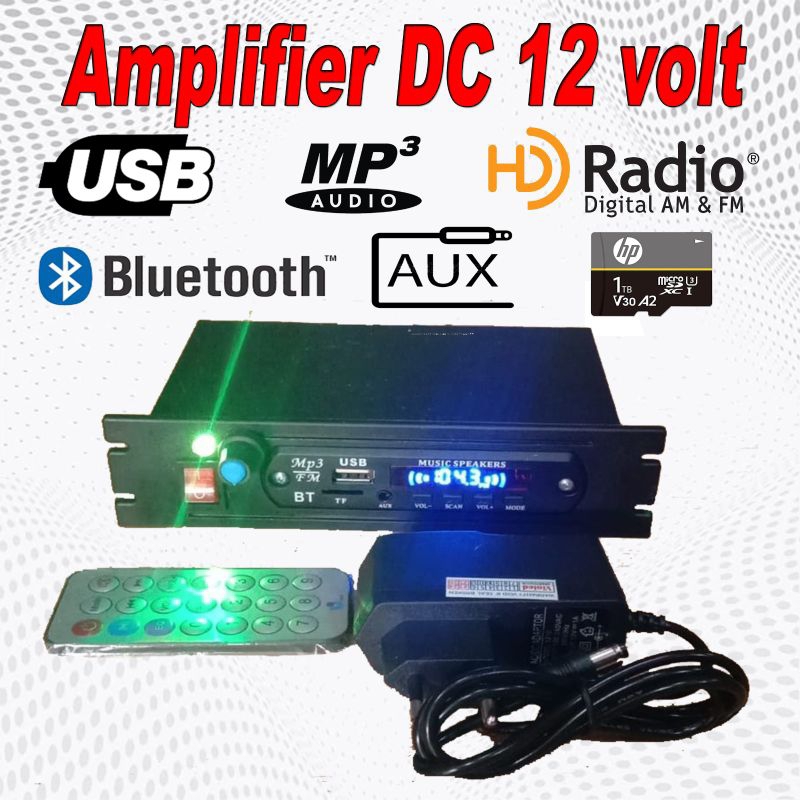 Amplifier mini Bluetooth DC 12vol dan 5vol stereo ampli mini