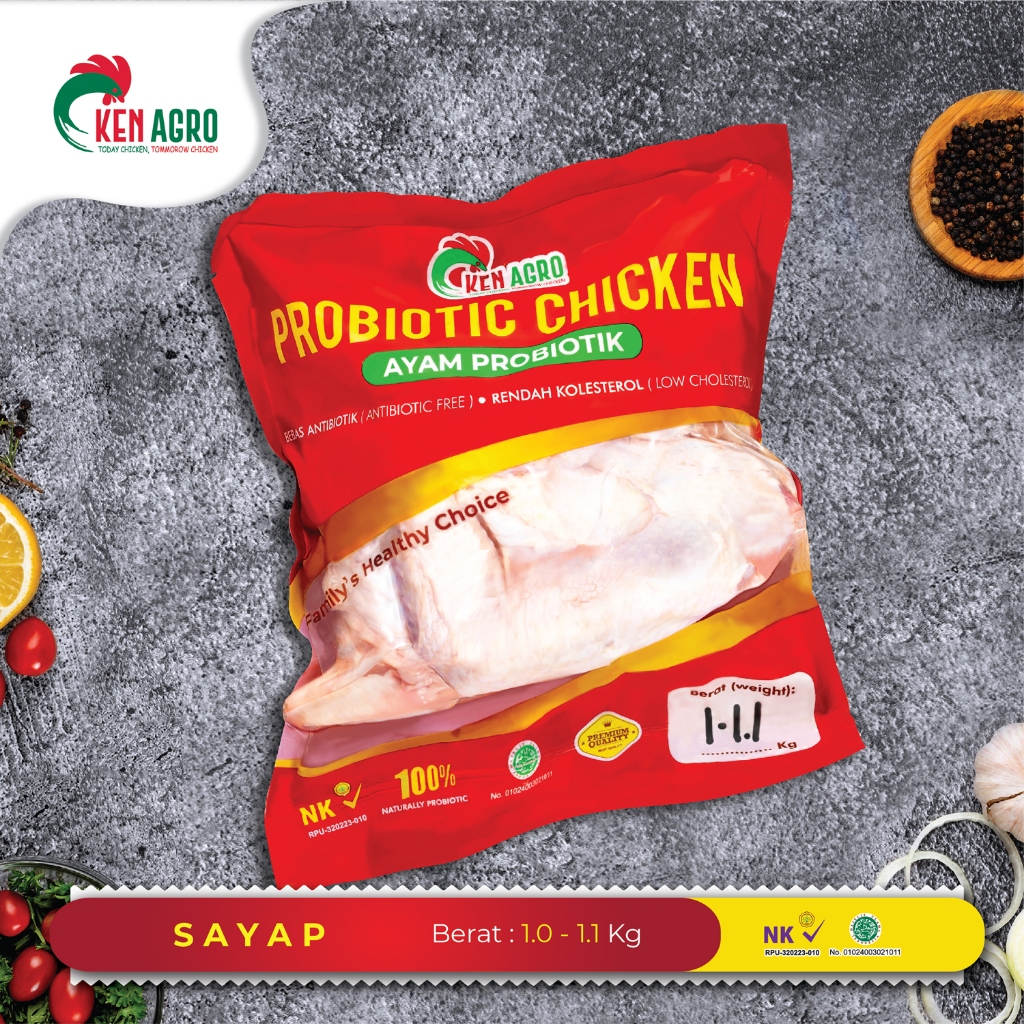 

Ken Agro Ayam Probiotik Sayap 1.0-1.1 kg Frozen