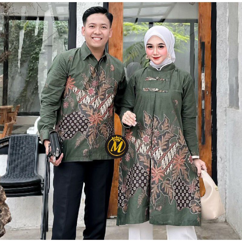 Atasan Couple Batik Tunik Kemeja Batik Pria Lengan Panjang Batik Modern