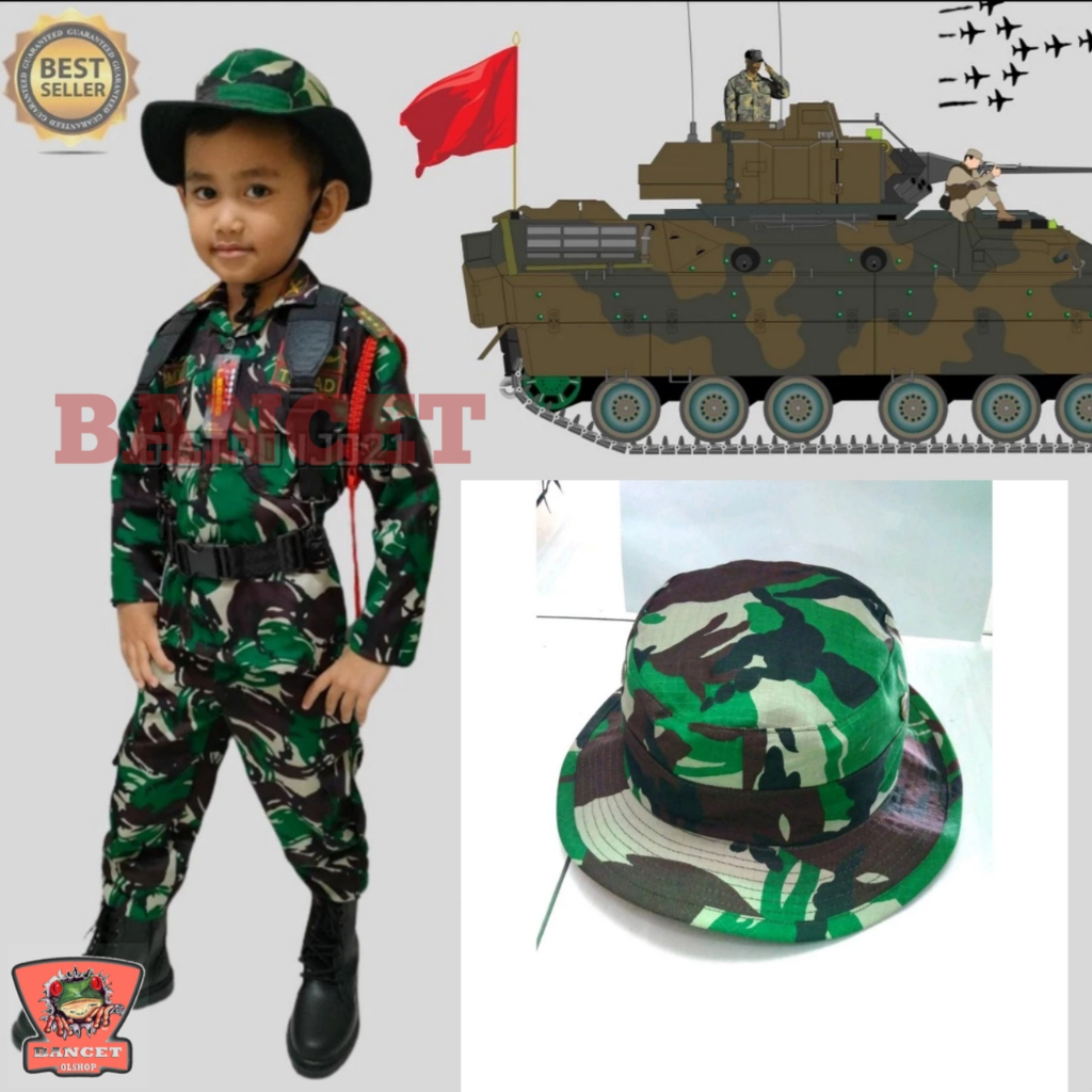 SERAGAM TNI ANAK LENGKAP/BAJU TNI ANAK FULL ATRIBUT