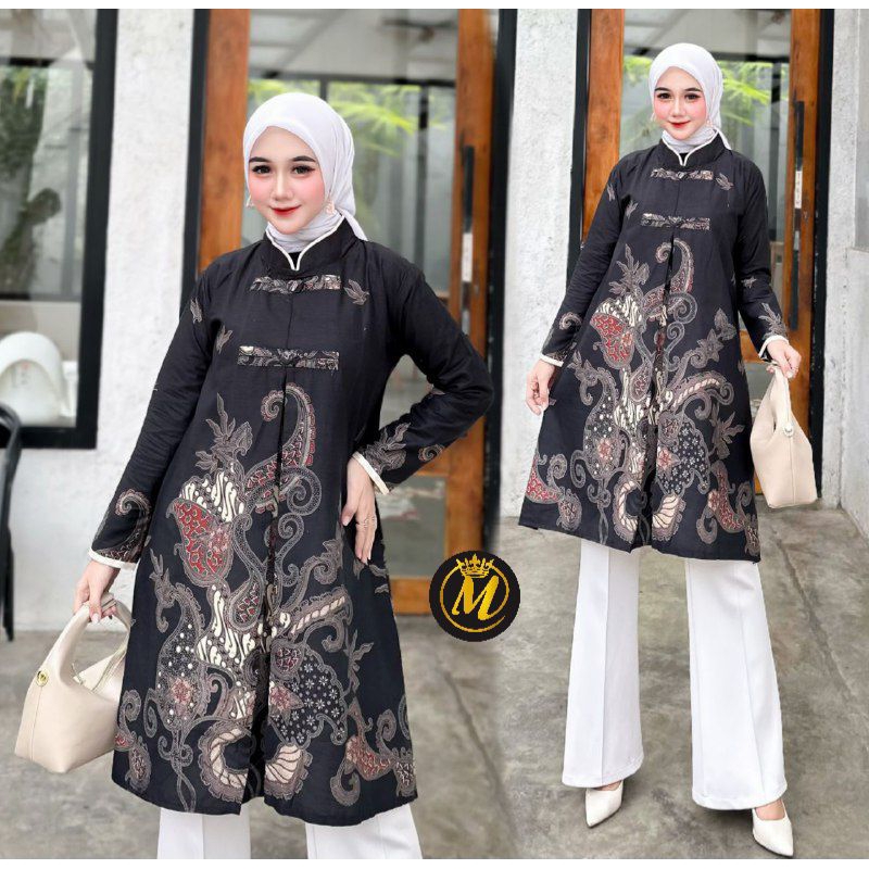 Atasan Couple Batik Tunik Kemeja Batik Pria Lengan Panjang Batik Modern