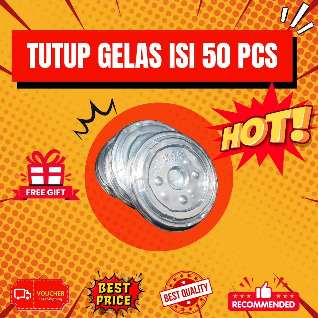 BINTANG TUTUP DATAR KEMASAN CUP GELAS PLASTIK  UKURAN 8,5oz 10oz 12oz 14oz 16oz isi 50pcs