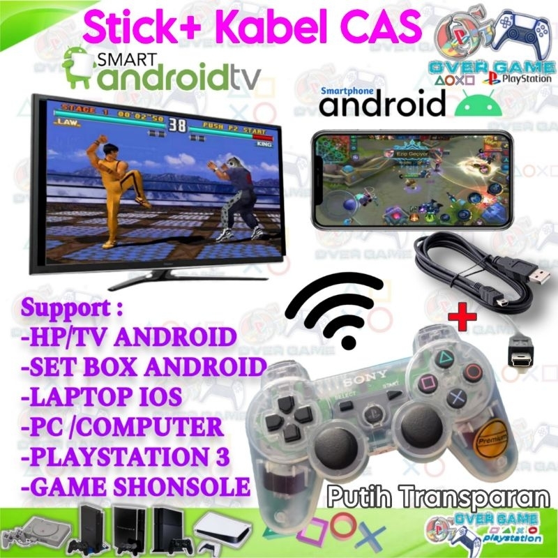 JOYSTICK PS3 WARNA TRANSPARAN SUPPORT HP/PC/LAPTOP/SMARTtv/PS3