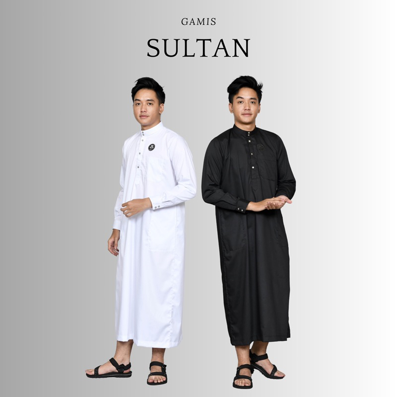 jubah gamis pria lengan panjang manset dewasa sultan embos polos putih hitam