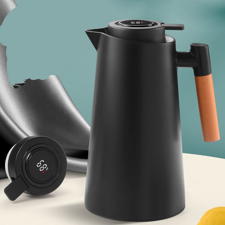 Serba Murah Bakindo Termos Teko Temperature Digital 1 Liter Teko Air Panas Gagang Kayu Elegant Asthe