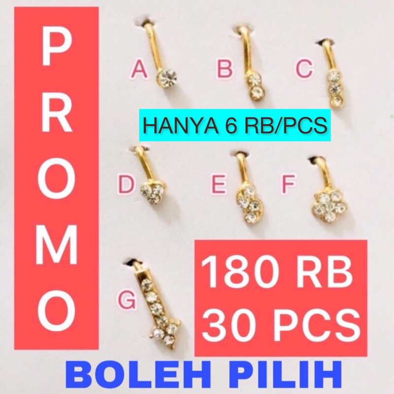 PIN HIDUNG JEPIT RP. 6.000 x 30 PCS NATH INDIA JEPIT ANTING HIDUNG JEPIT TANPA TINDIK NOSE RING / To