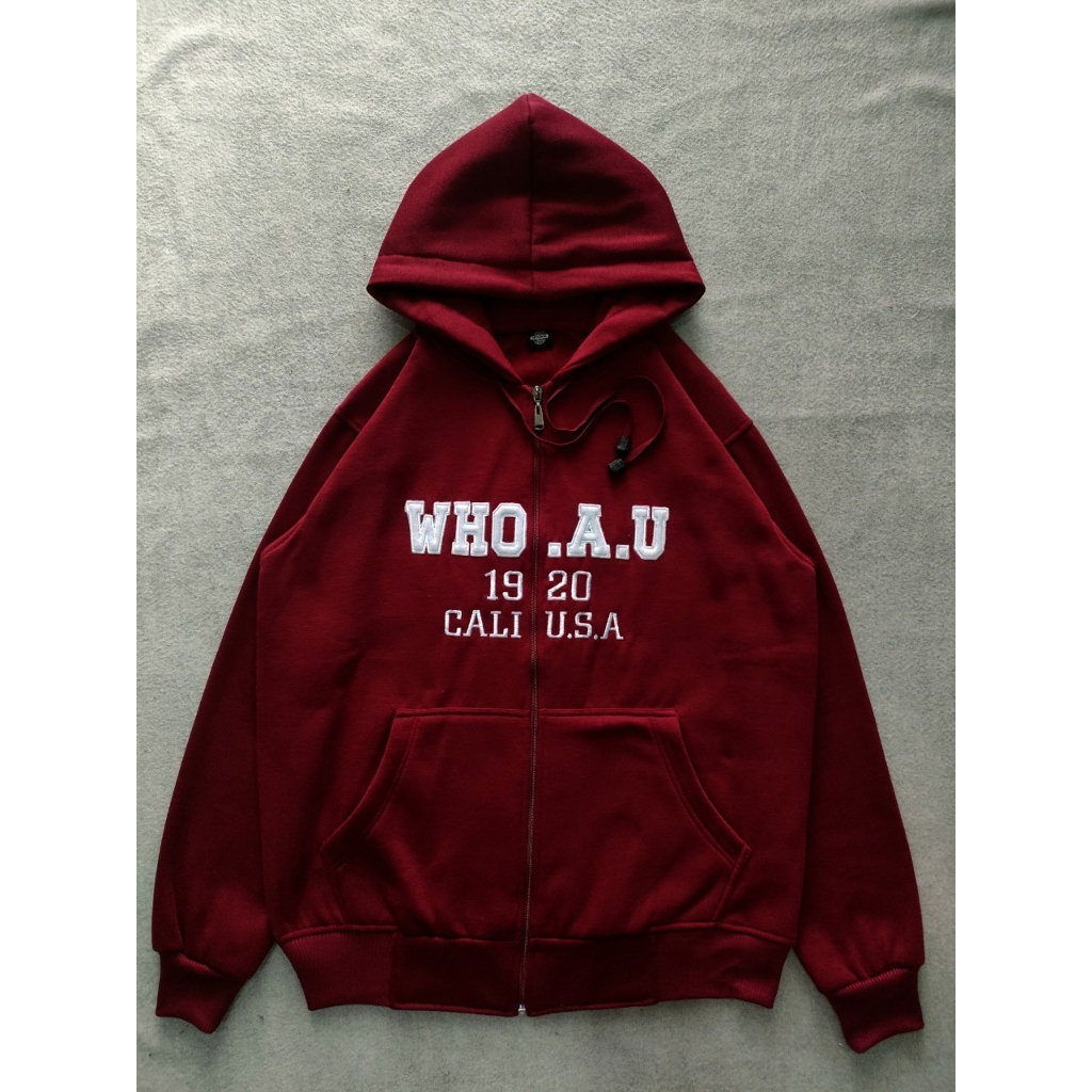 Jaket Pria WHO.AU California / Hoodie WHO AU Cali USA Zipper Pria Wanita / Jaket Hoodie Pull Bordir 