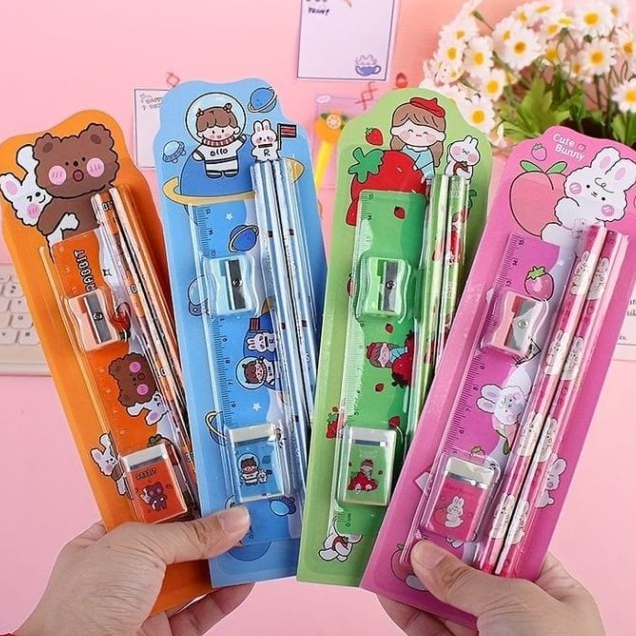 

MINI Stationery Paket Alat Tulis Sekolah 5in1/Set Perlengkapan Sekolah/MINI STATIONARY Paket Ajaran Baru Sekolah/Paket Alat Tulis Sekolah/Paket Keperluan Sekolah Souvenir Ulang Tahun