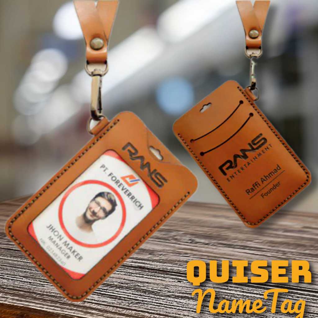 

ID Card 3 Slot Kartu Kulit Asli - Name Tag Custom Nama & Logo Kulit Asli Quiser Nametag