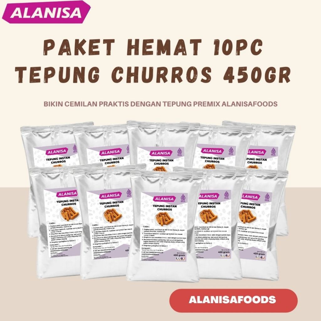 

PAKET HEMAT CHURROS (10PC), TEPUNG CHURROS SUPER PRAKTIS!!