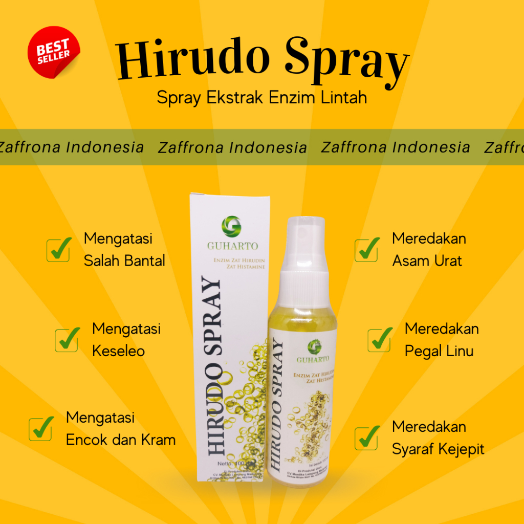 HIRUDO SPRAY - MENGOBATI SAKIT LEHER / TENGENG / SALAH BANTAL / TORTIKOLIS (100% ORIGINAL GUHARTO)