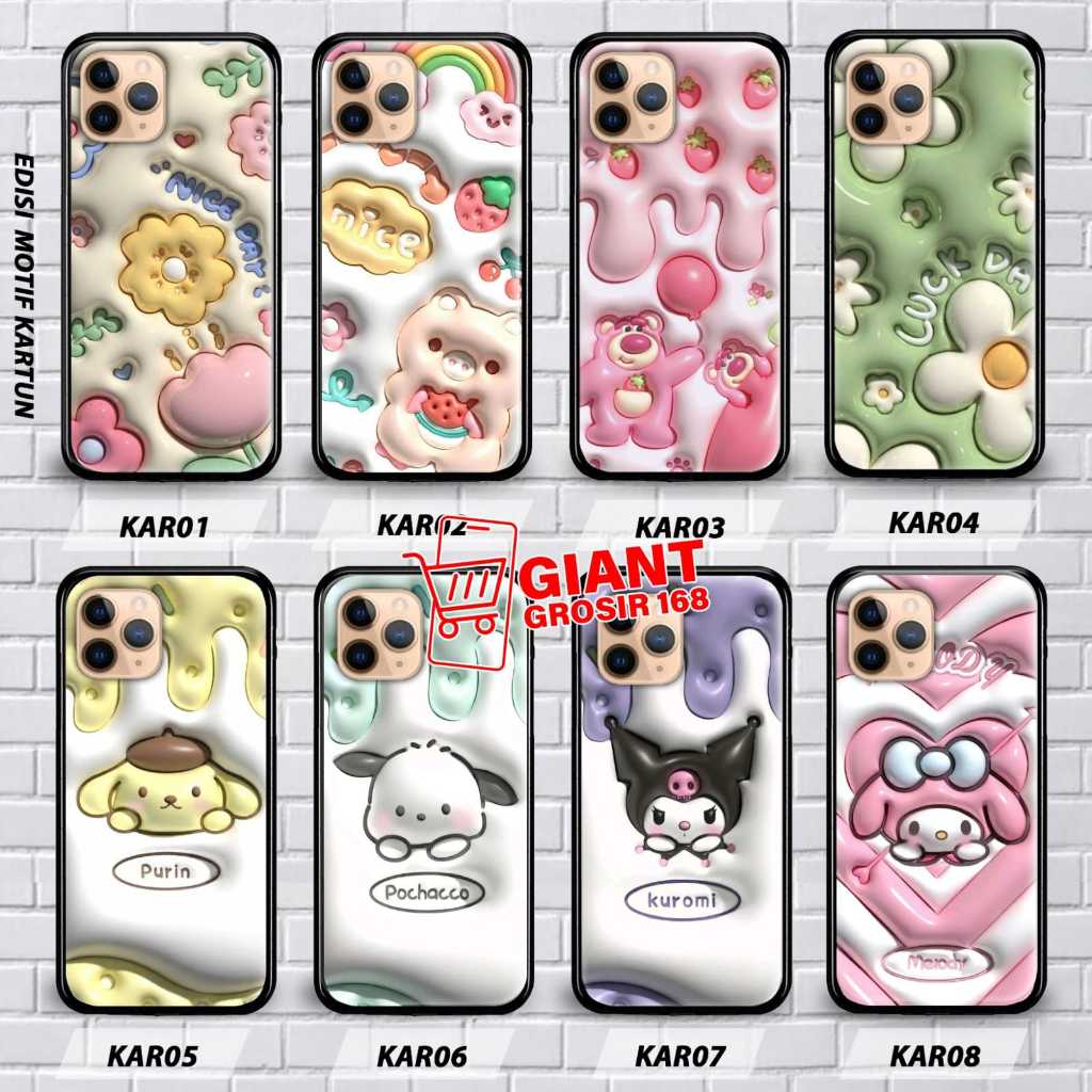 Softcase Glass case motif 3D Case Vivo S1  Vivo V17 Pro Vivo V19