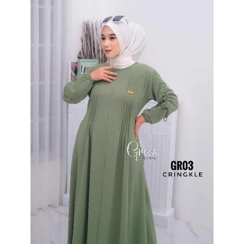 Gamis Polos Bahan Cringkle Airflow Premium Ori Grees Collection