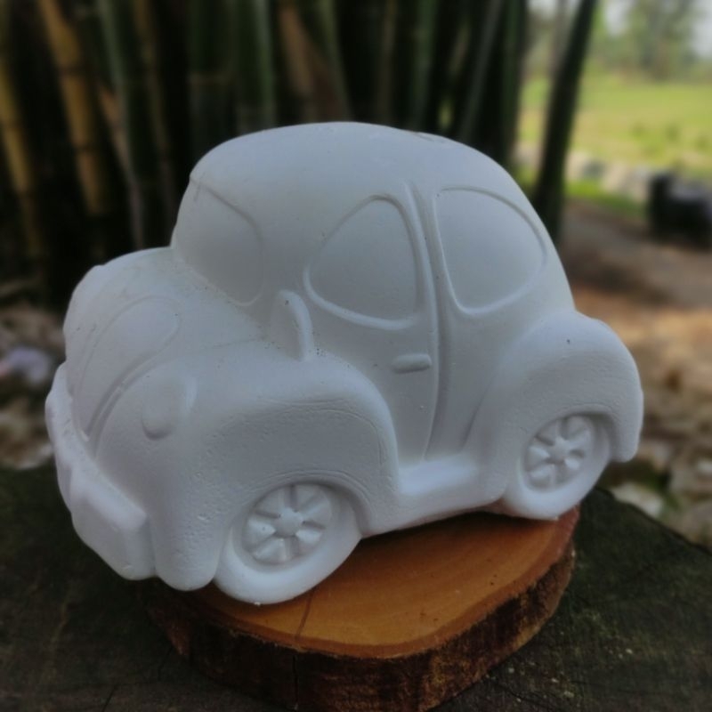 patung lukis gypsum celengan mobil