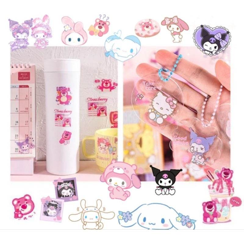 

100PCS STICKER SET MOTIF KUROMI, MELODY, CINNAMOROLL, LOTSO