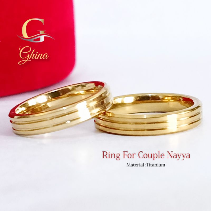 READY STOCK Cincin Titanium Couple Anti Karat Ukir Nama Ring Pria Wanita Cicin Tunangan Nikah