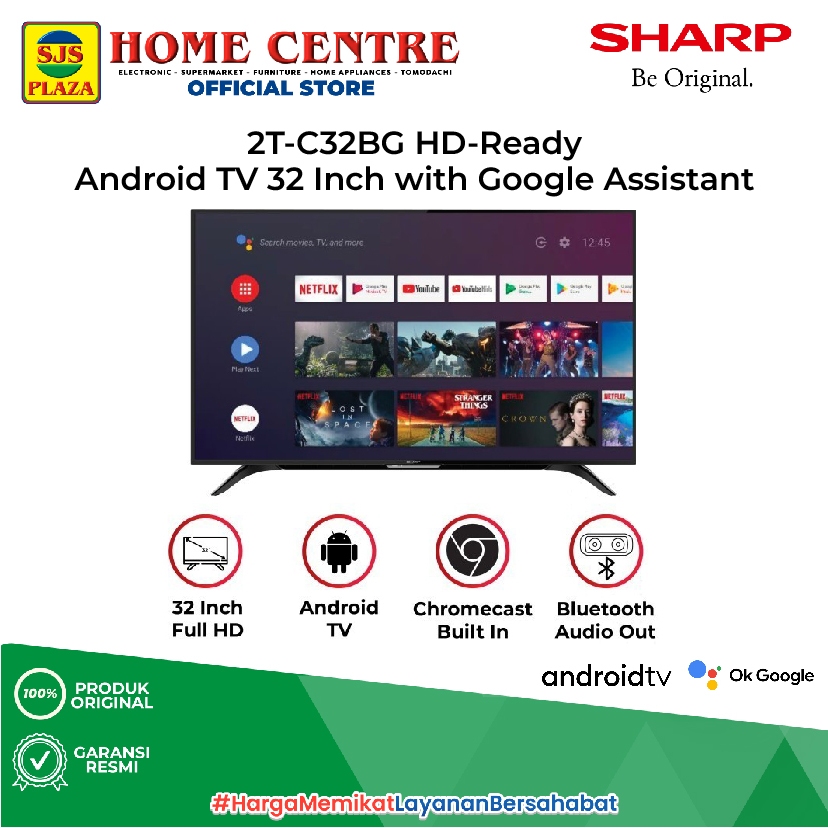 SHARP | 2T-C32BG HD-Ready Android TV 32 Inch with Google Assistant