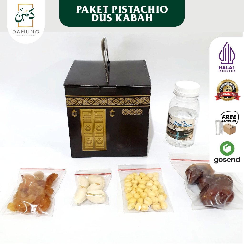 

paket dus kabah oleh oleh haji dan umroh + kurma khalas + kismis golden + kacang pistachio