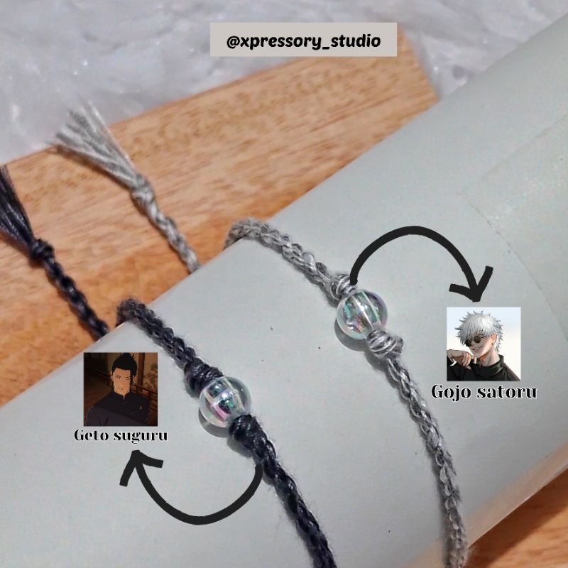 Gojo satoru & Geto suguru inspired bracelet / Gelang anime / Gelang benang jahit anime