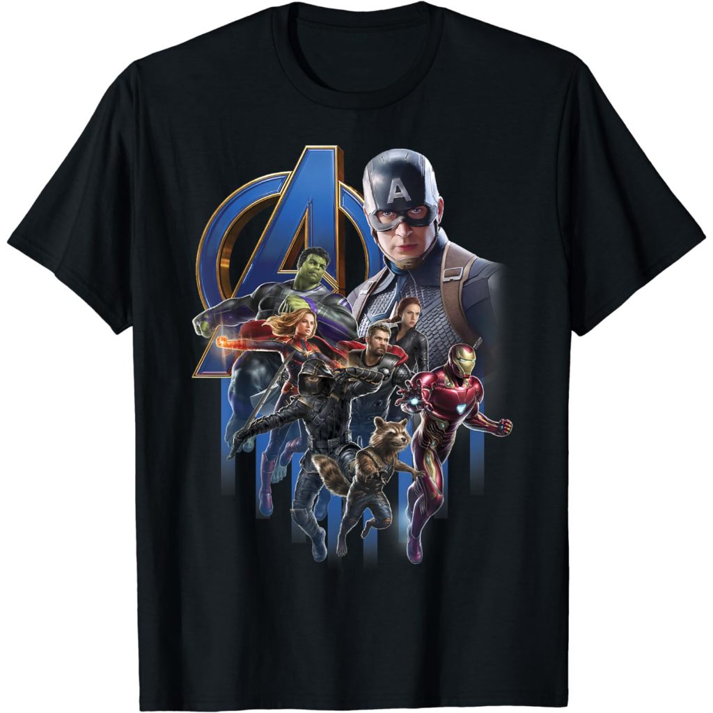 Baju Kaos Dewasa Marvel Avengers Endgame Group Poster Logo Graphic T-Shirt T-Shirt Pakaian Fashion A