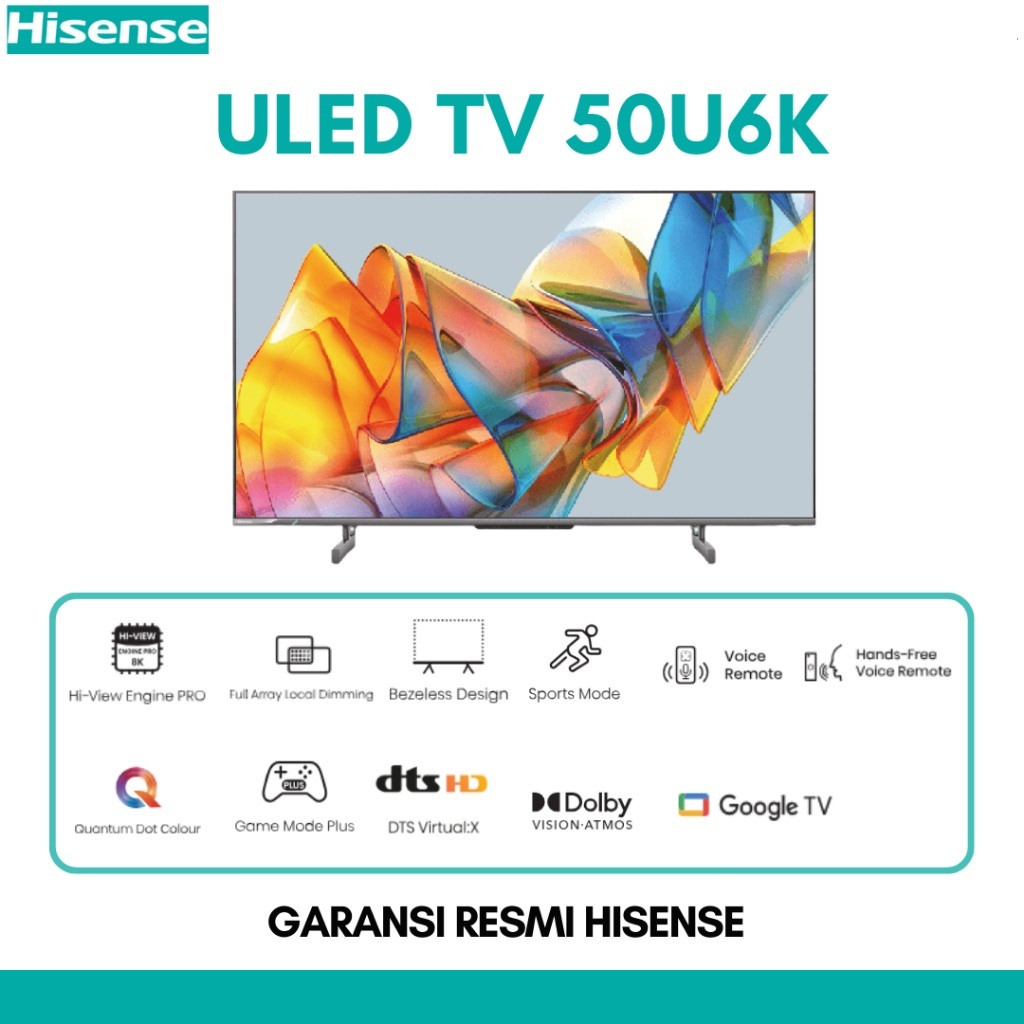 HISENSE 50U6K ULED TV 4K 50 INCH GOOGLE TV HISENSE 50U6K