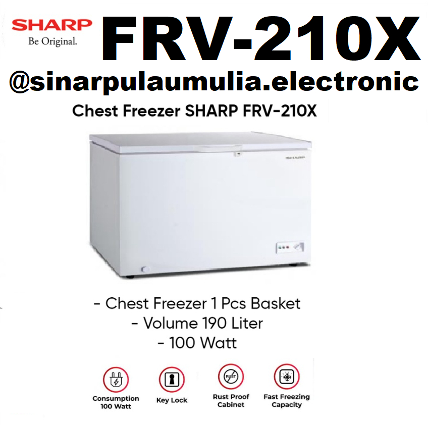 Sharp Chest Freezer Box 205 Liter - FRV-210X / FRV 210X / FRV 210 X / FRV210X / FRV210 X