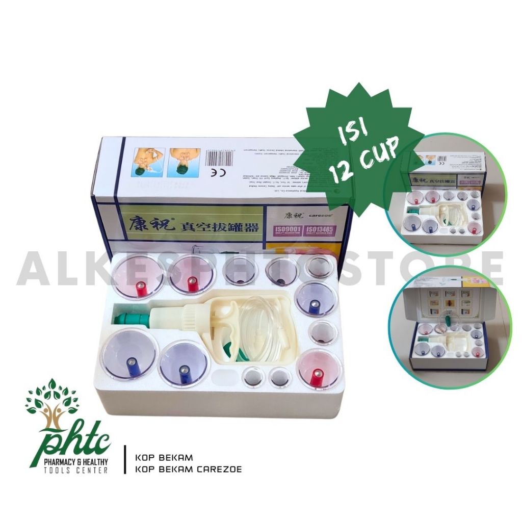 CAREZOE Alat Bekam l Kop Angin 12 Kop l Vacuum Cupping Kit Isi 12