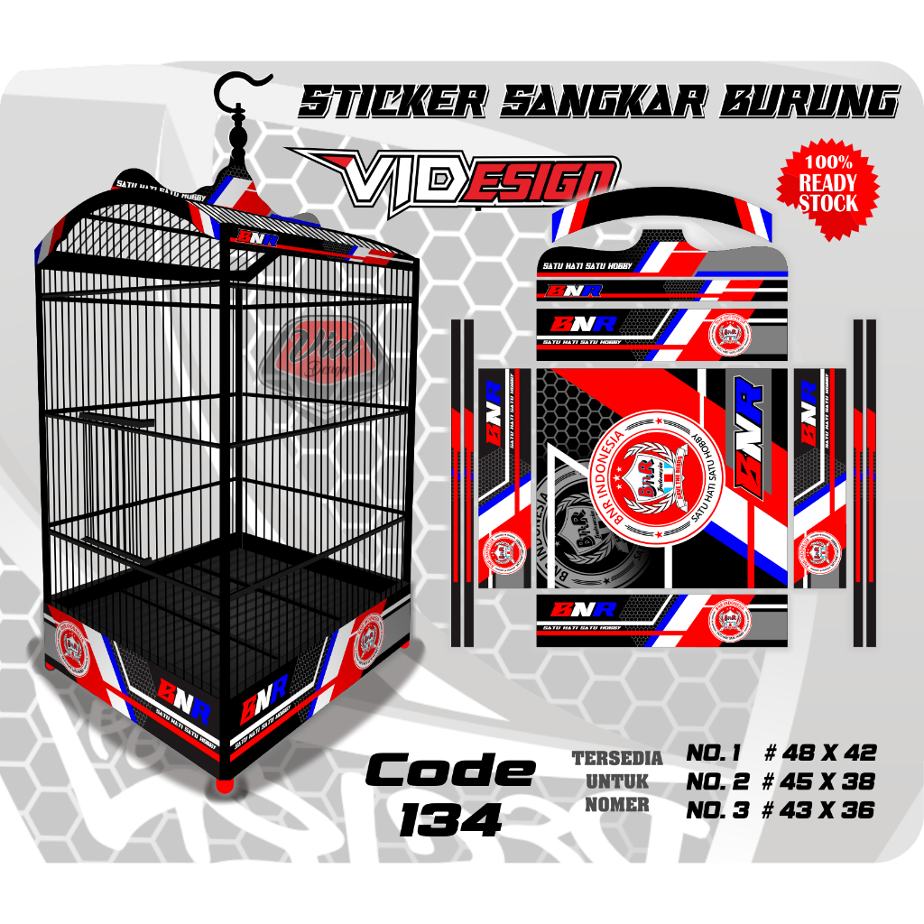 Sticker Sangkar Kotak Motif BnR Corak Hitam No 1 2 3